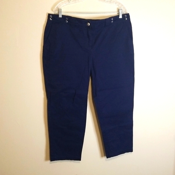 Nautica Women’s navy Blue Pants Career Work trousers size 16 grommet accents EUC - Picture 1 of 5